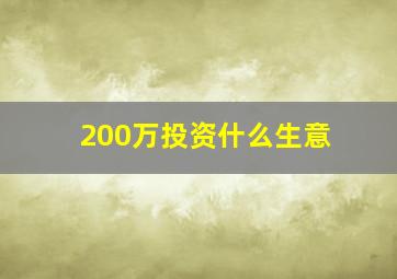 200万投资什么生意