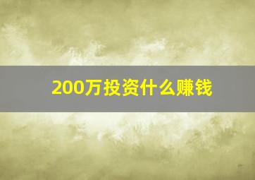 200万投资什么赚钱