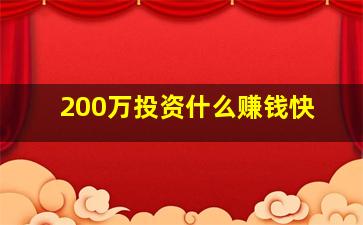 200万投资什么赚钱快