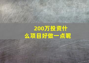 200万投资什么项目好做一点呢