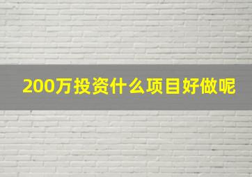 200万投资什么项目好做呢