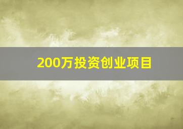 200万投资创业项目