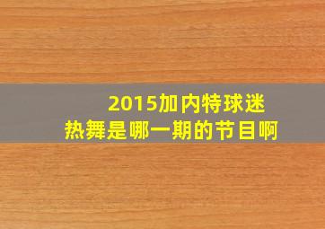 2015加内特球迷热舞是哪一期的节目啊