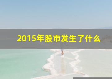 2015年股市发生了什么