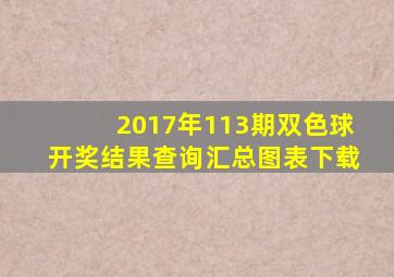 2017年113期双色球开奖结果查询汇总图表下载