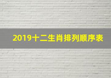 2019十二生肖排列顺序表