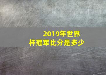 2019年世界杯冠军比分是多少