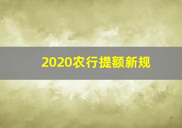 2020农行提额新规