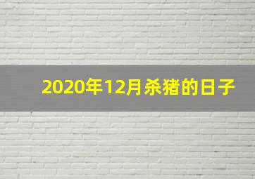 2020年12月杀猪的日子