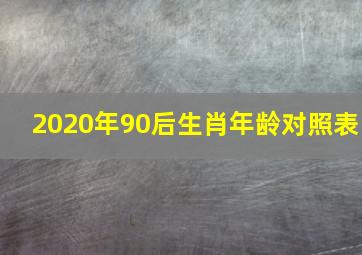 2020年90后生肖年龄对照表