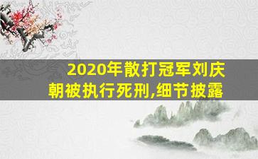 2020年散打冠军刘庆朝被执行死刑,细节披露