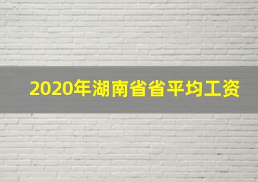 2020年湖南省省平均工资