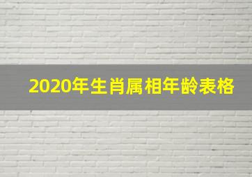 2020年生肖属相年龄表格