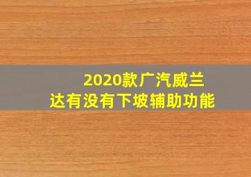 2020款广汽威兰达有没有下坡辅助功能