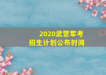 2020武警军考招生计划公布时间