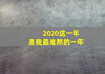 2020这一年是我最难熬的一年