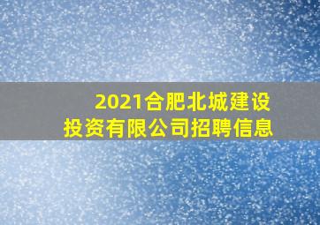 2021合肥北城建设投资有限公司招聘信息