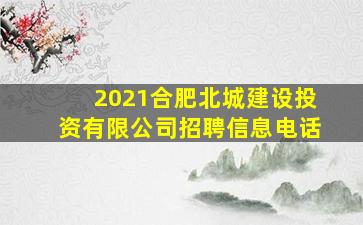 2021合肥北城建设投资有限公司招聘信息电话