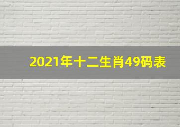 2021年十二生肖49码表