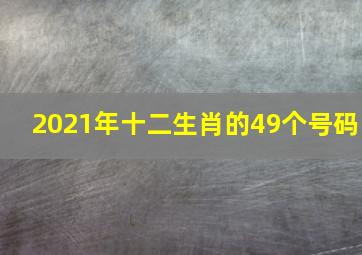 2021年十二生肖的49个号码