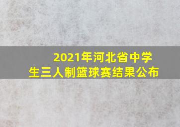 2021年河北省中学生三人制篮球赛结果公布