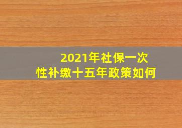 2021年社保一次性补缴十五年政策如何