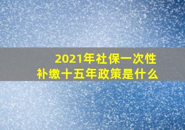 2021年社保一次性补缴十五年政策是什么