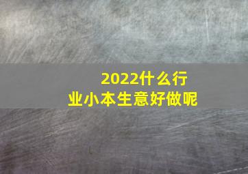 2022什么行业小本生意好做呢