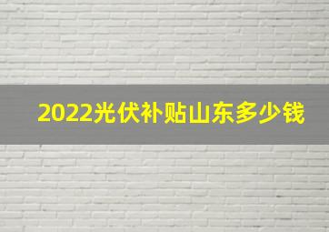 2022光伏补贴山东多少钱