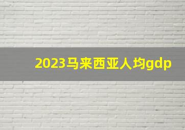 2023马来西亚人均gdp