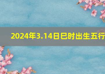 2024年3.14日巳时出生五行