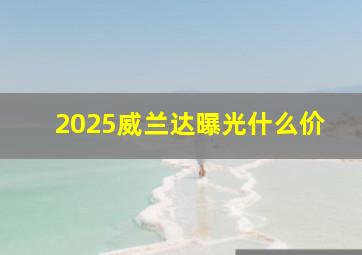 2025威兰达曝光什么价