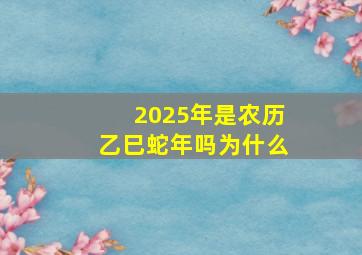 2025年是农历乙巳蛇年吗为什么