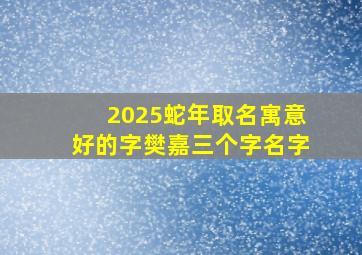 2025蛇年取名寓意好的字樊嘉三个字名字