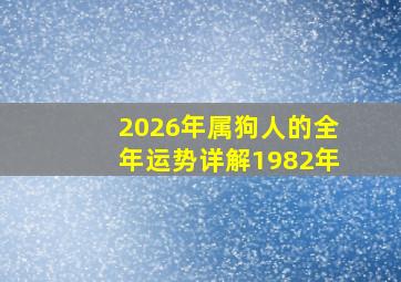 2026年属狗人的全年运势详解1982年