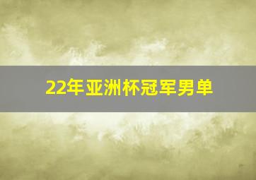 22年亚洲杯冠军男单