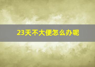 23天不大便怎么办呢