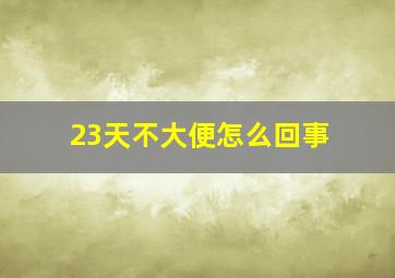 23天不大便怎么回事