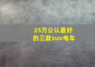 25万公认最好的三款suv电车