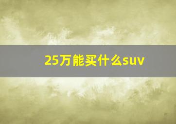 25万能买什么suv