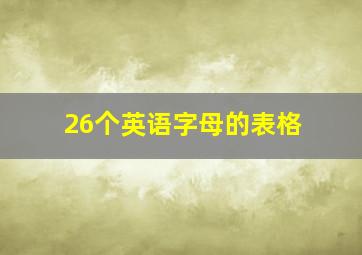 26个英语字母的表格