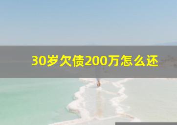 30岁欠债200万怎么还