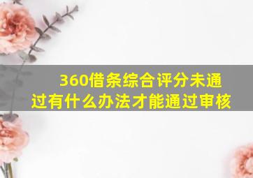 360借条综合评分未通过有什么办法才能通过审核