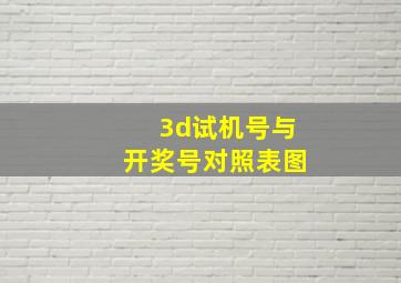 3d试机号与开奖号对照表图