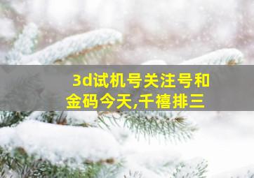 3d试机号关注号和金码今天,千禧排三