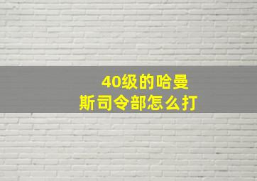 40级的哈曼斯司令部怎么打