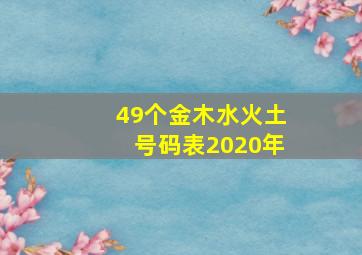 49个金木水火土号码表2020年