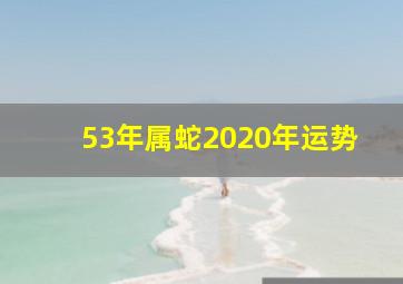 53年属蛇2020年运势