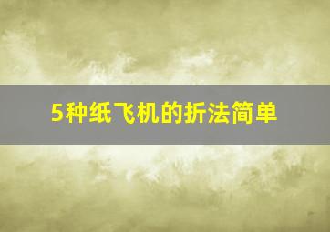 5种纸飞机的折法简单