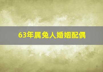 63年属兔人婚姻配偶